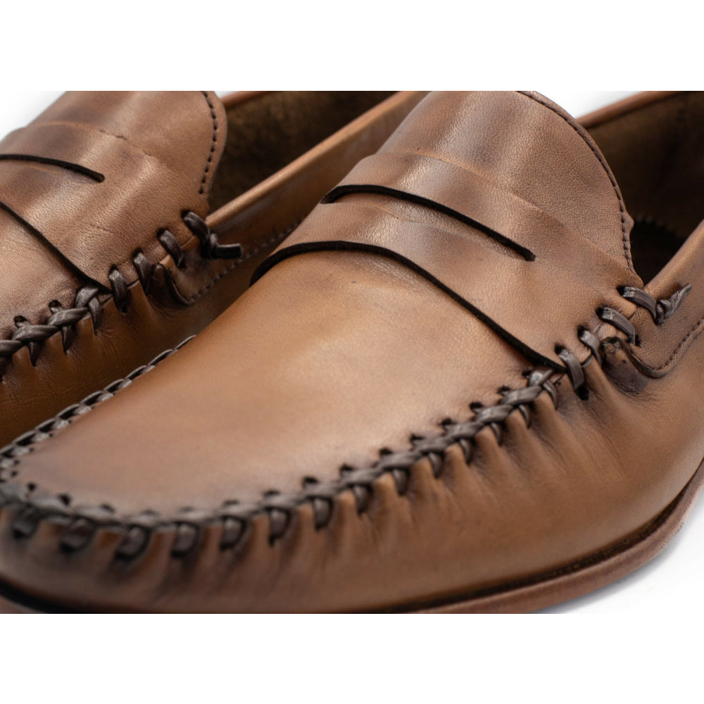 Vinci Leather The Eregli Brown Leather Penny Loafer (08100)