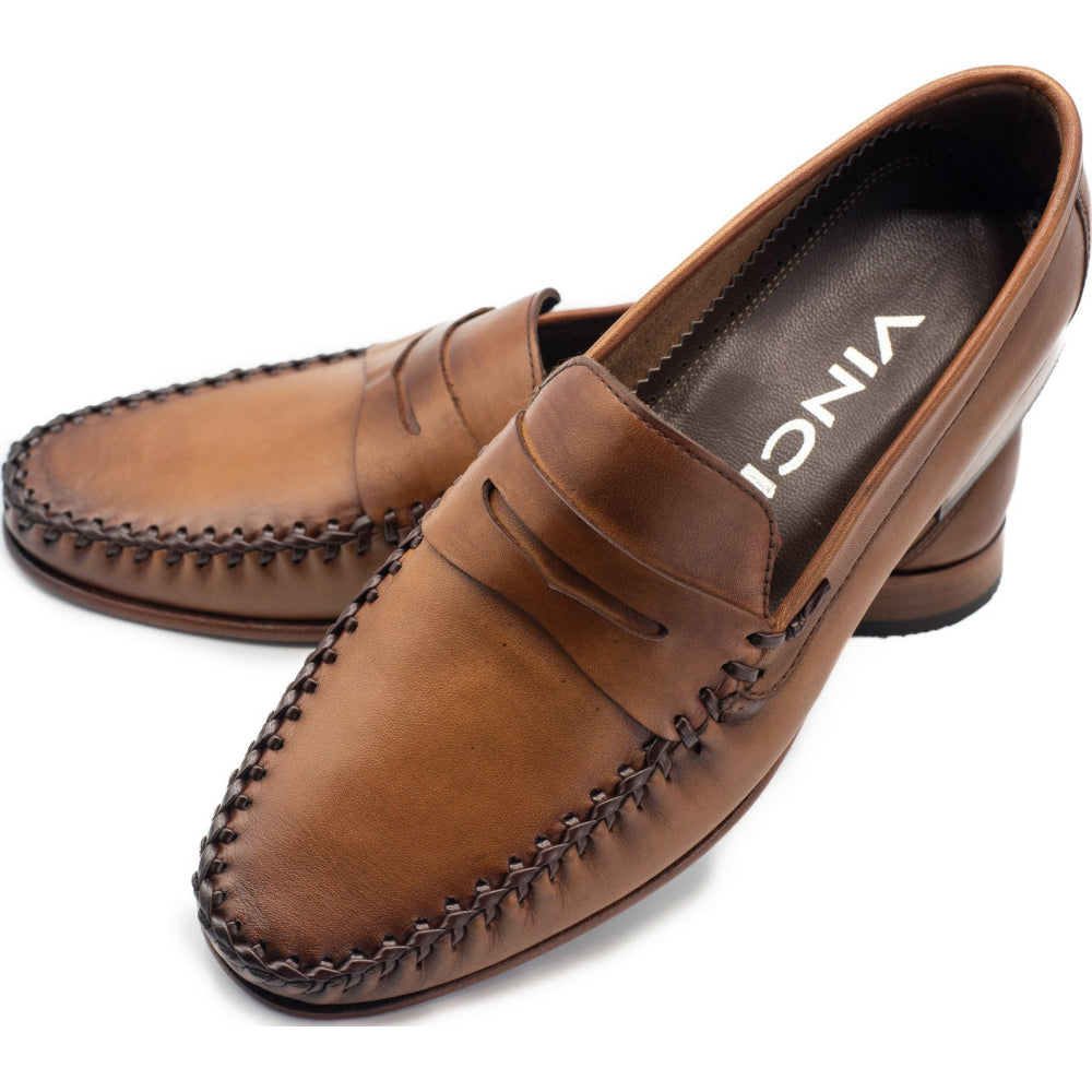 Vinci Leather The Eregli Brown Leather Penny Loafer (08100)