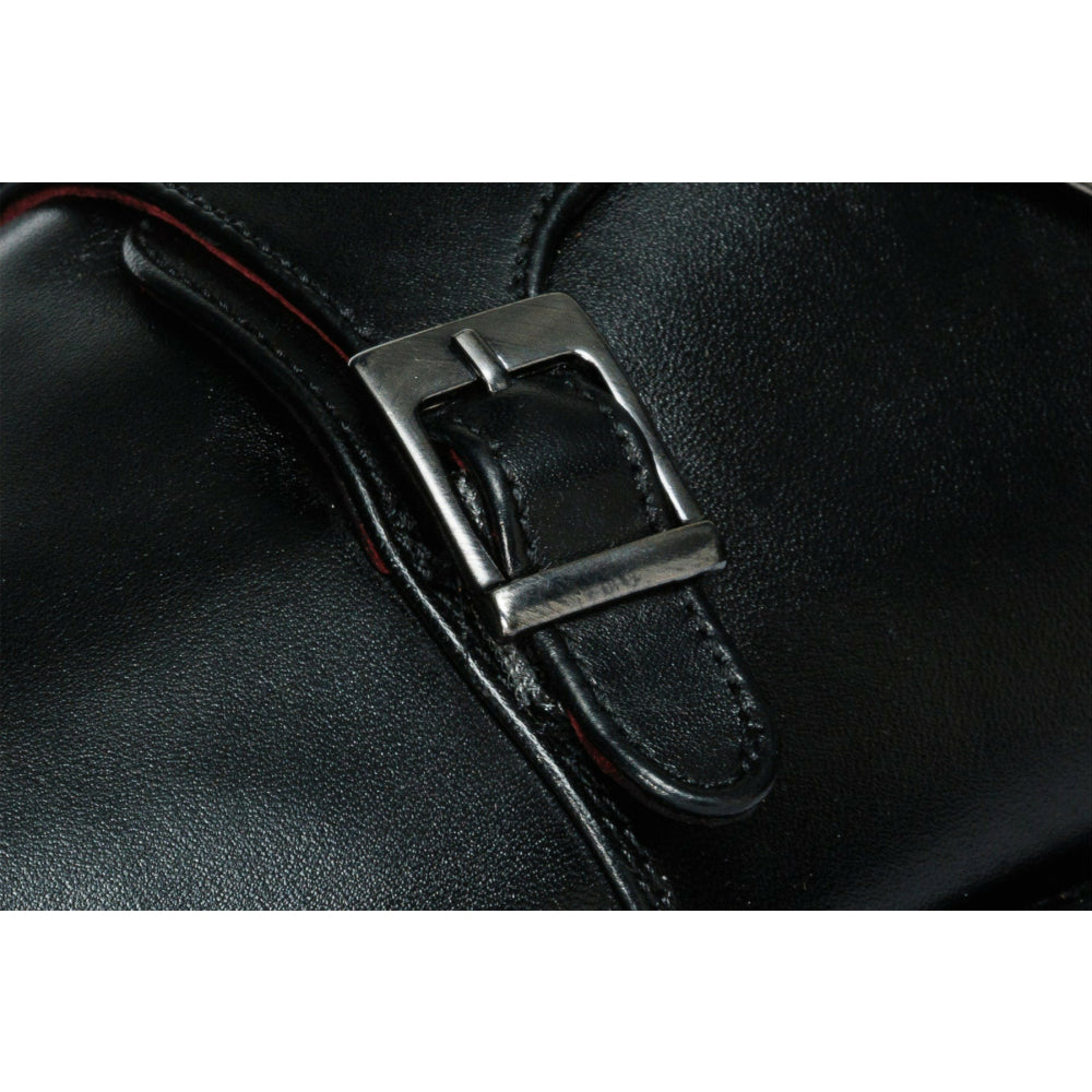 Vinci Leather The Essen Black Cap Toe Double Monk Strap Shoe (10775)