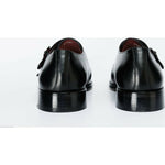 Vinci Leather The Essen Black Cap Toe Double Monk Strap Shoe (10775)