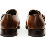 Vinci Leather The Essen Brown Cap Toe Double Monk Strap Shoe