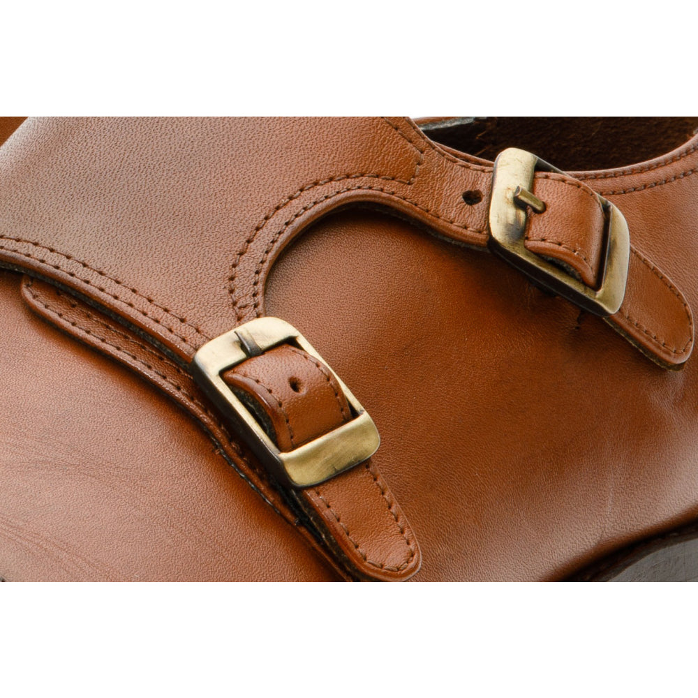 Vinci Leather The Essen Brown Cap Toe Double Monk Strap Shoe
