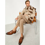Vinci Leather The Essen Brown Cap Toe Double Monk Strap Shoe