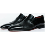 Vinci Leather The Everest Black Leather Cap Toe Dress Loafer Shoe (16005)