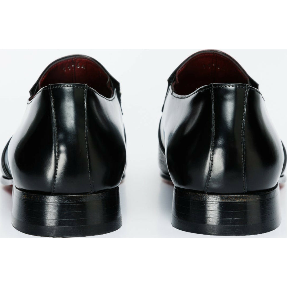 Vinci Leather The Everest Black Leather Cap Toe Dress Loafer Shoe (16005)