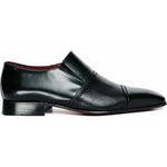 Vinci Leather The Everest Black Leather Cap Toe Dress Loafer Shoe (16005)