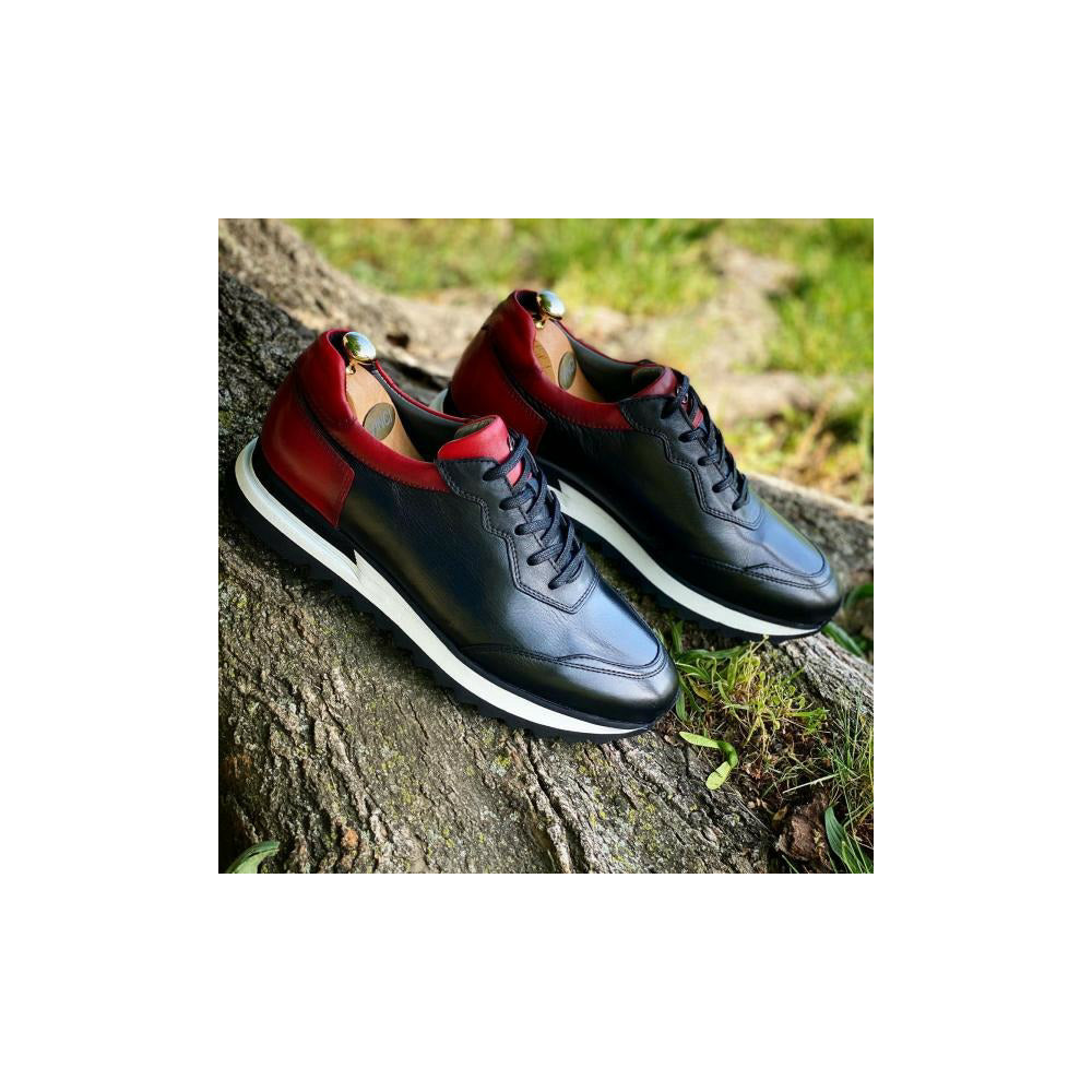 Vinci Leather The Florida Black Leather Sneaker (11383)