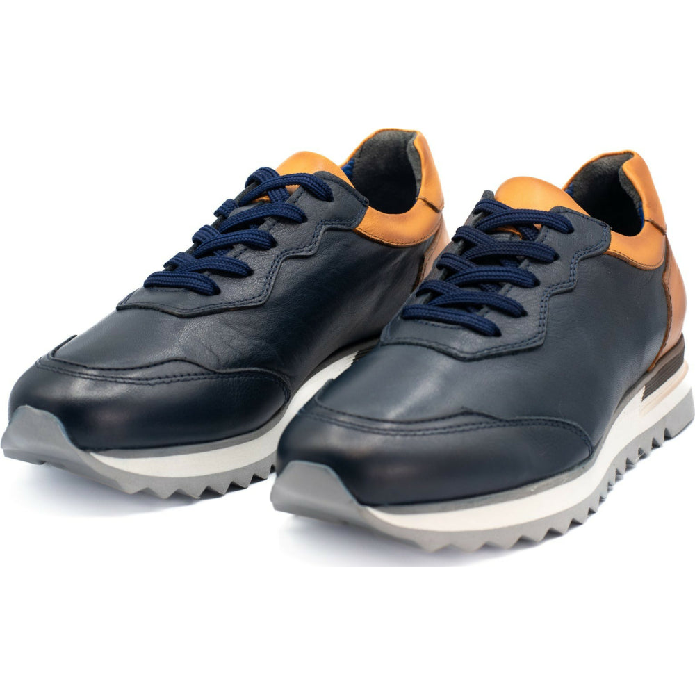 Vinci Leather The Florida Dark Blue Leather Sneaker (11383)