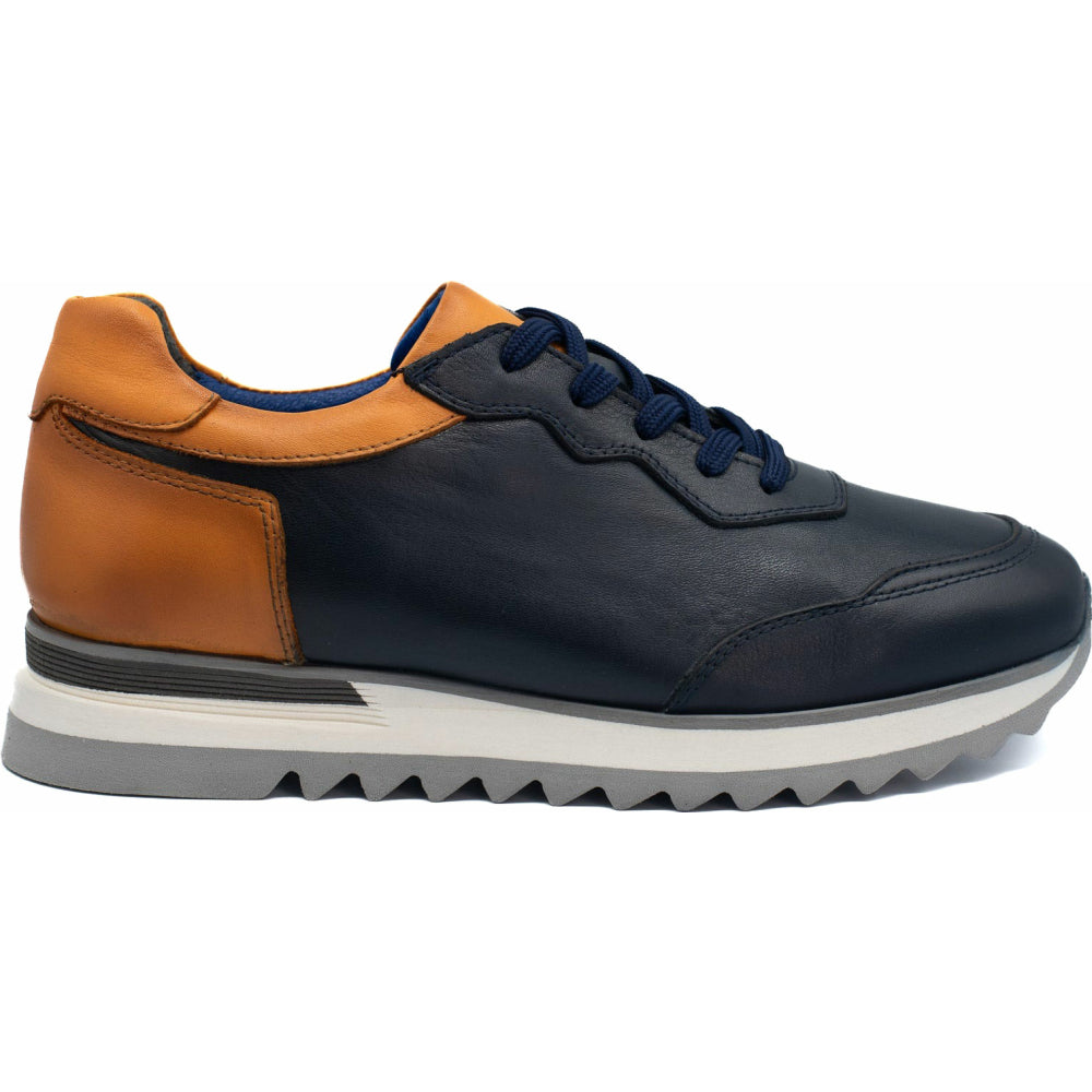 Vinci Leather The Florida Dark Blue Leather Sneaker (11383)