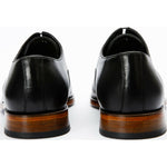 Vinci Leather The Gambaha Black Leather Quarter Brogue Cap Toe Oxford Shoe (8012)