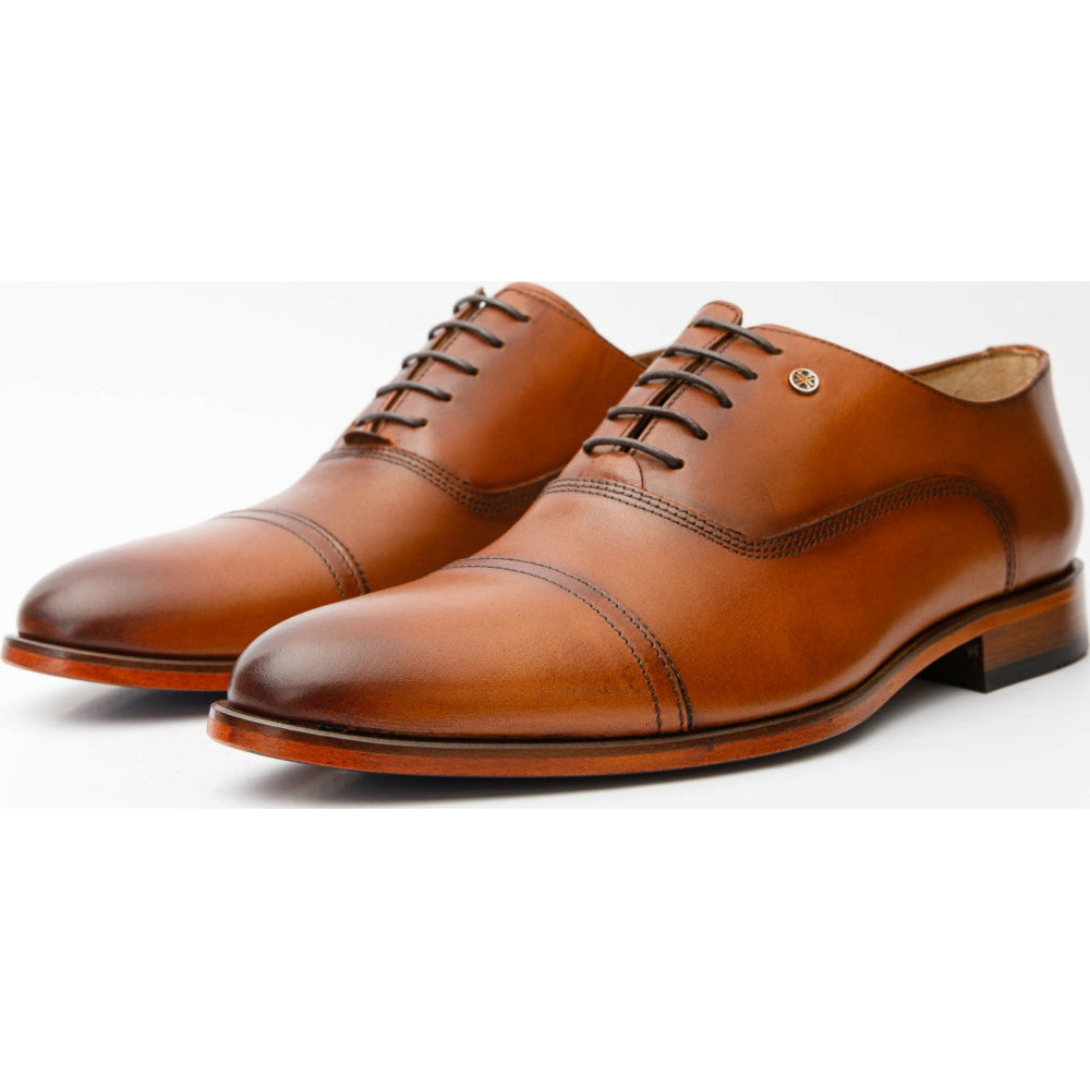 Vinci Leather The Gambaha Brown Leather Quarter Brogue Cap Toe Oxford Shoe (8012)