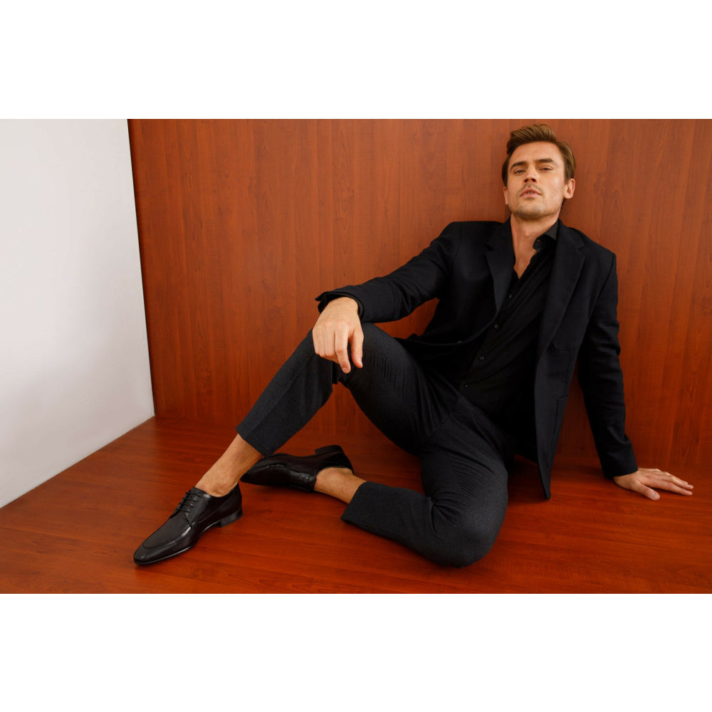 Vinci Leather The Gardi Black Leather Derby Shoe (14229)