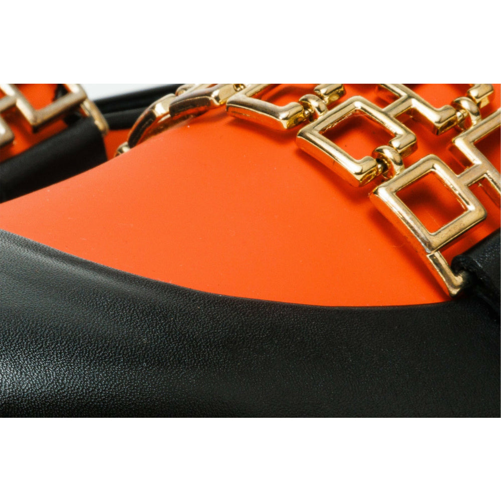 Vinci Leather The Gemena Black / Orange Shoe Bit Dress Loafer