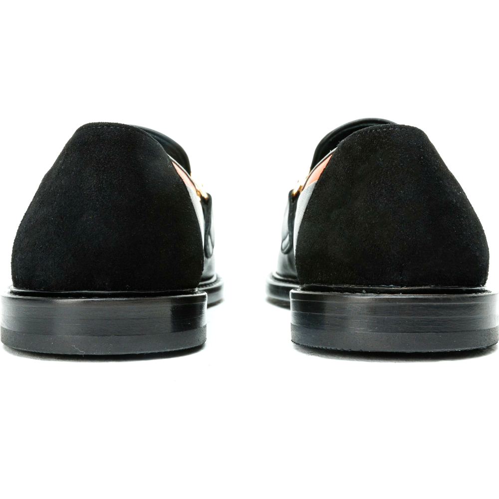 Vinci Leather The Gemena Black / Orange Shoe Bit Dress Loafer
