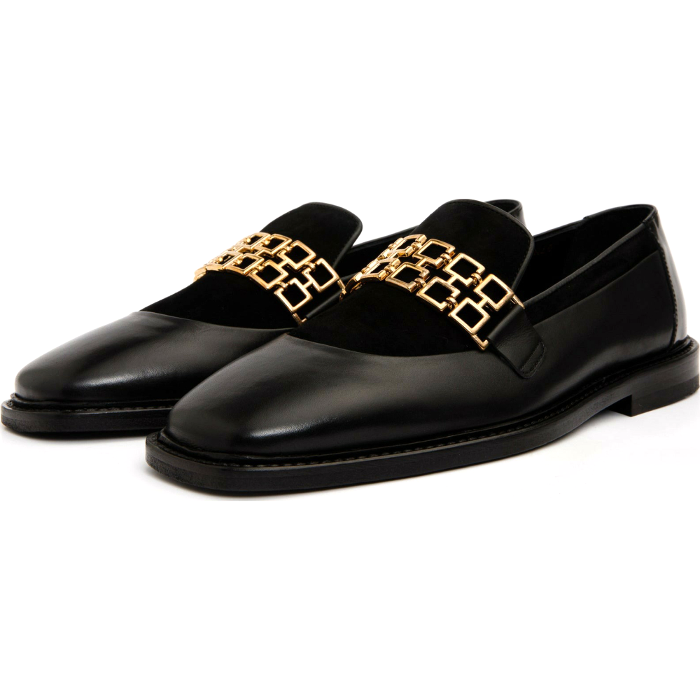 Vinci Leather The Gemena Black Shoe Bit Dress Loafer