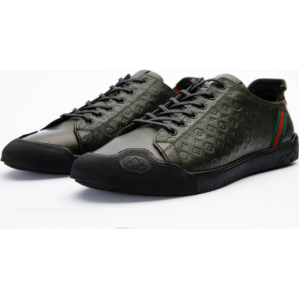 Vinci Leather The Getto Green Leather Sneaker (15260)