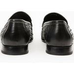 Vinci Leather The Grand Woven Leather Black Shoe Penny Loafer (11060)