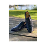 Vinci Leather The Grand Woven Leather Black Shoe Penny Loafer (11060)