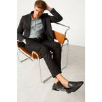 Vinci Leather The Grand Woven Leather Black Shoe Penny Loafer (11060)