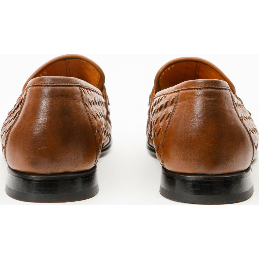 Vinci Leather The Grand Woven Leather Brown Shoe Penny Loafer (11060)