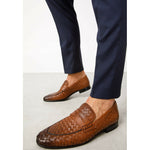 Vinci Leather The Grand Woven Leather Brown Shoe Penny Loafer (11060)