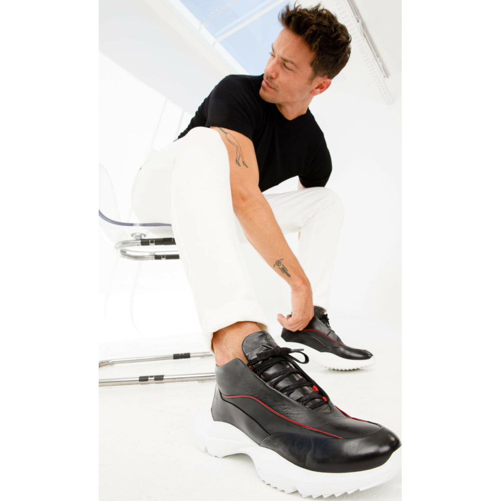 Vinci Leather The Graton Black Leather Sneaker (D-4287X)