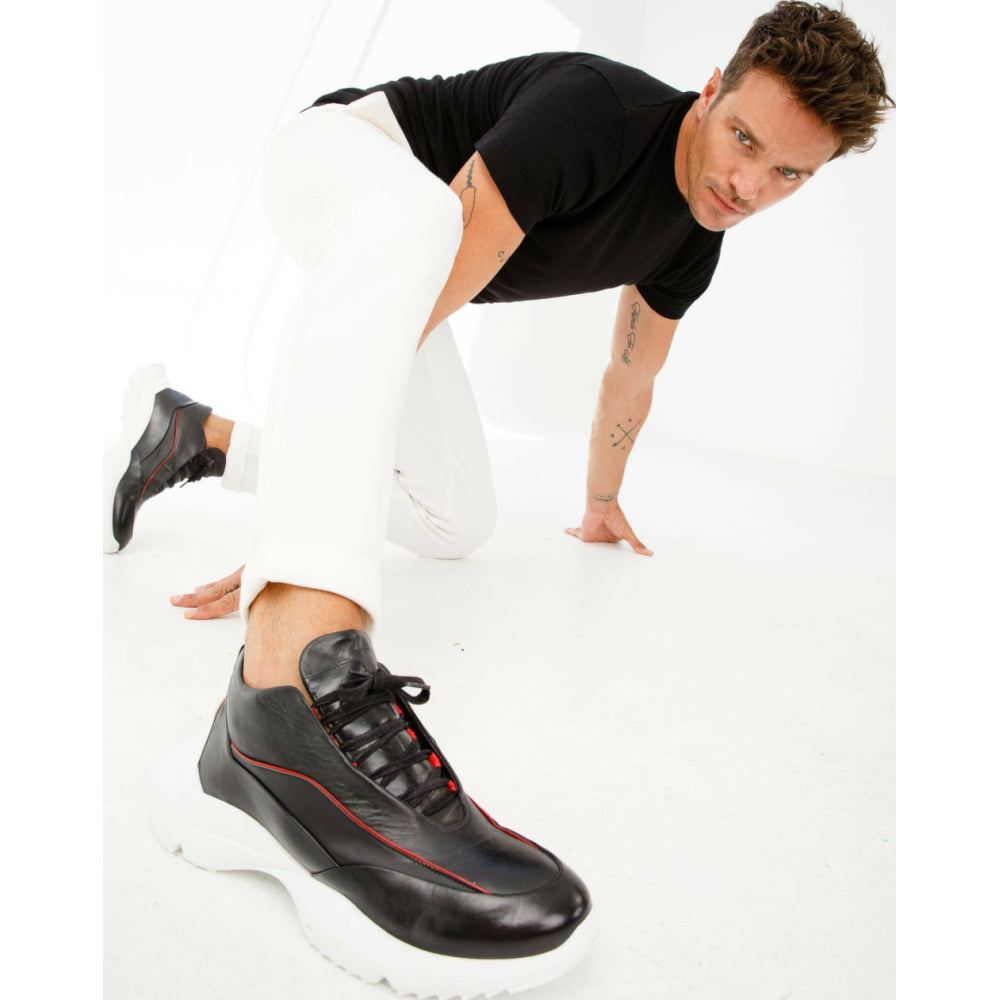 Vinci Leather The Graton Black Leather Sneaker (D-4287X)