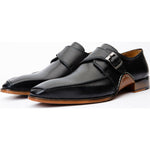 Vinci Leather The Hagrid Black Single Monk Strap Handmade Shoe (X-6827 V-02)