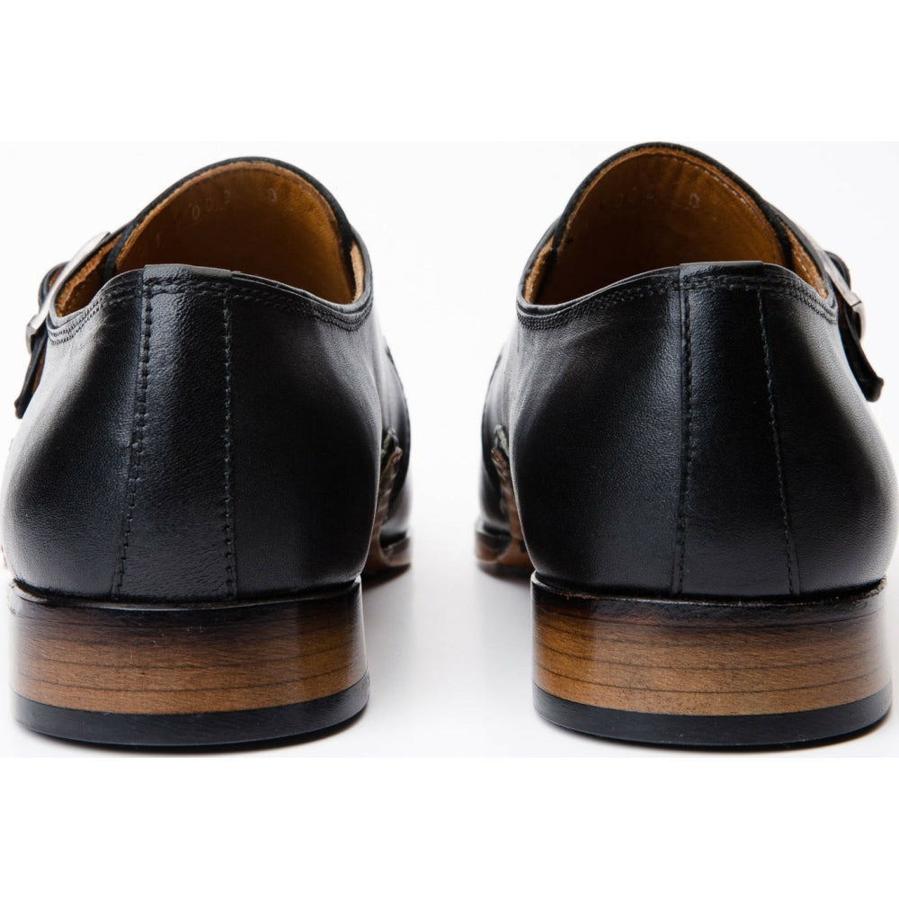 Vinci Leather The Hagrid Black Single Monk Strap Handmade Shoe (X-6827 V-02)