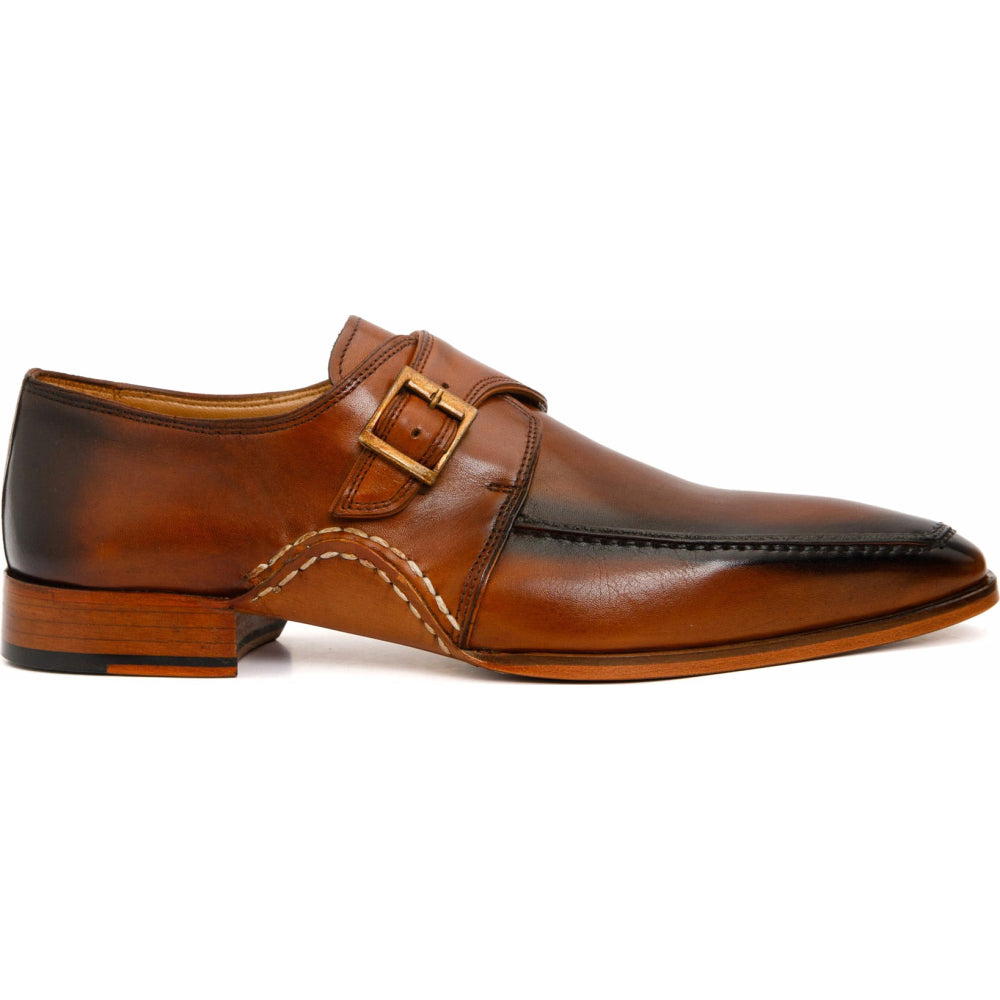 Vinci Leather The Hagrid Cognac Single Monk Strap Handmade Shoe (X-6827 V-02)