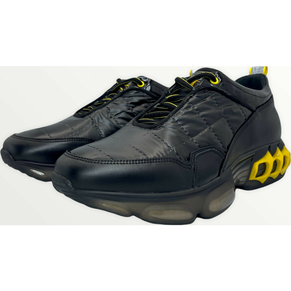Vinci Leather The Hatay Black / Yellow Leather Sneaker (14098)