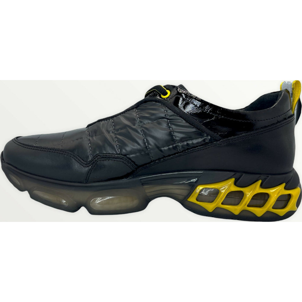 Vinci Leather The Hatay Black / Yellow Leather Sneaker (14098)