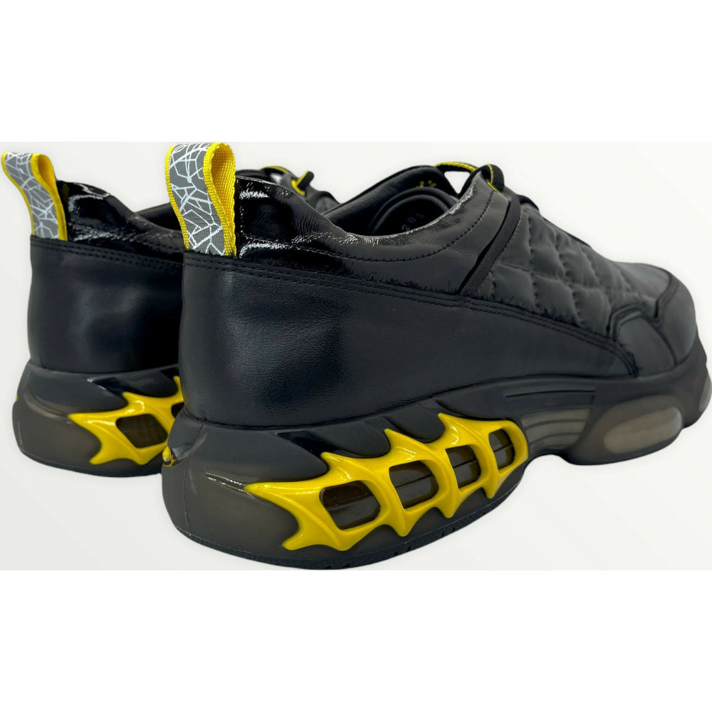 Vinci Leather The Hatay Black / Yellow Leather Sneaker (14098)