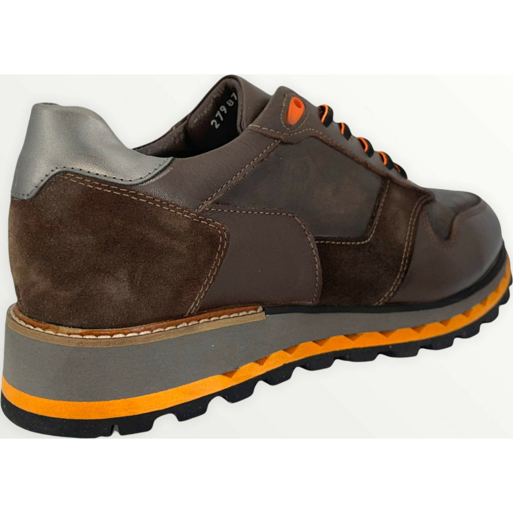 Vinci Leather The Helsinki Black / Orange Leather Sneaker (14220)