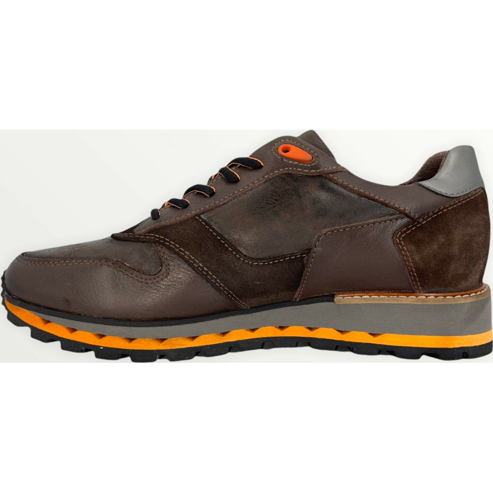 Vinci Leather The Helsinki Black / Orange Leather Sneaker (14220)