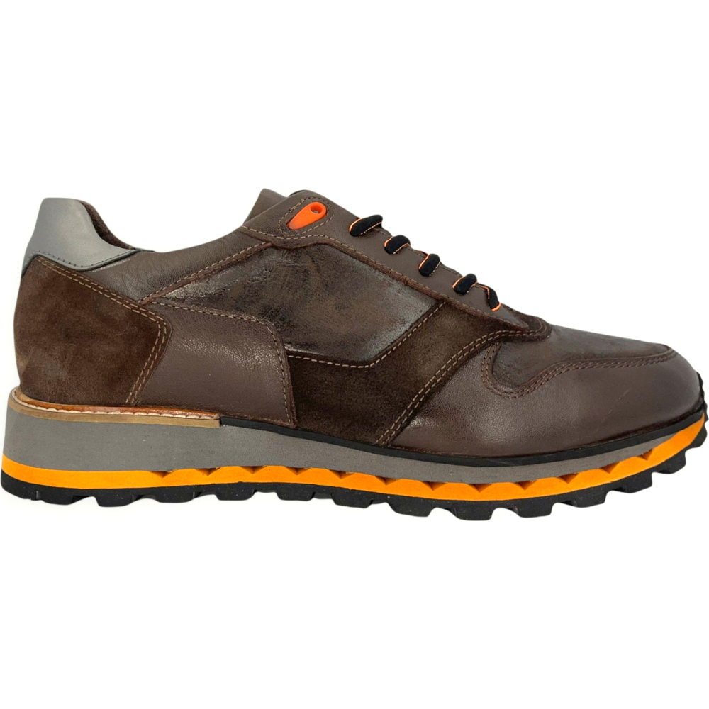 Vinci Leather The Helsinki Black / Orange Leather Sneaker (14220)