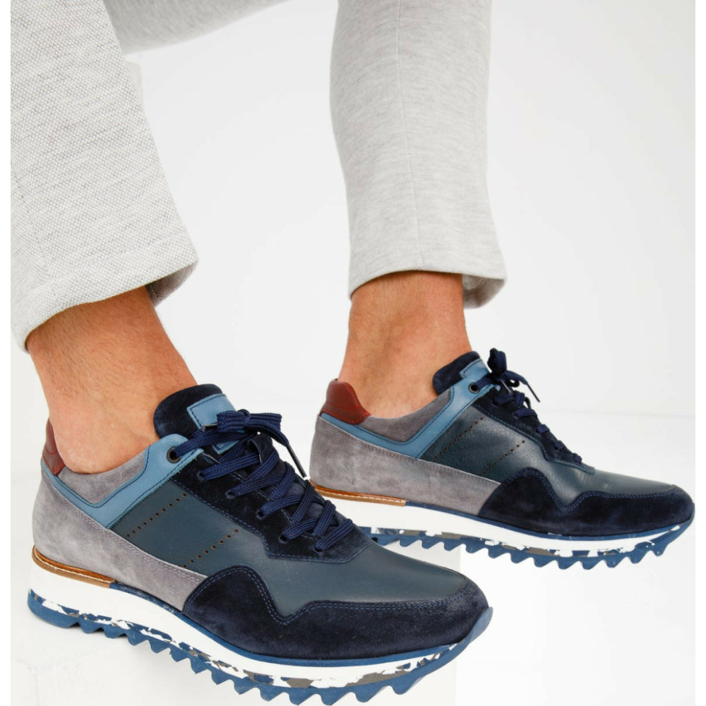Vinci Leather The Hoskova Dark Blue Leather Sneaker (11242)