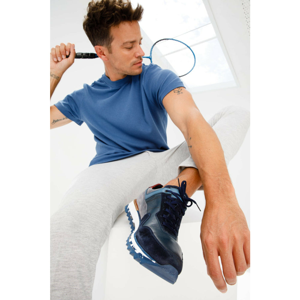 Vinci Leather The Hoskova Dark Blue Leather Sneaker (11242)