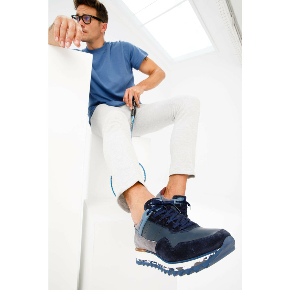 Vinci Leather The Hoskova Dark Blue Leather Sneaker (11242)