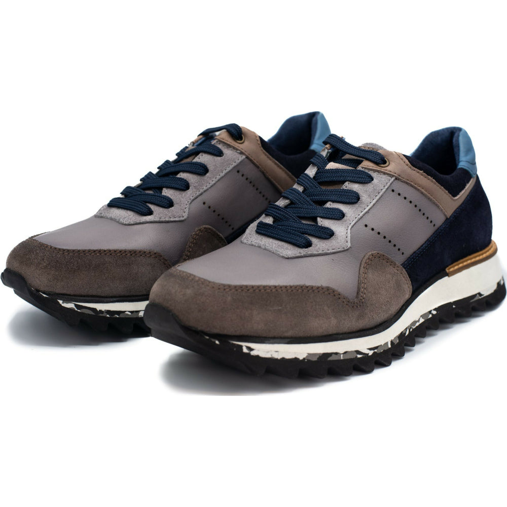 Vinci Leather The Hoskova Grey Leather Sneaker (11242)