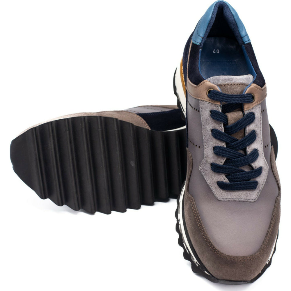 Vinci Leather The Hoskova Grey Leather Sneaker (11242)