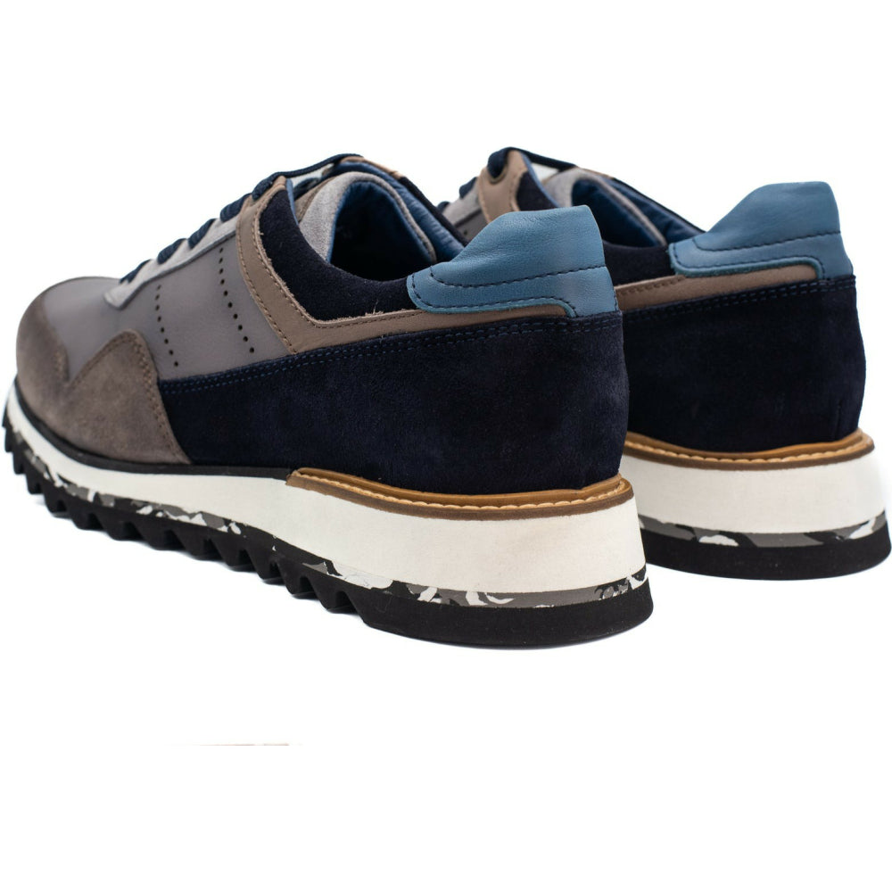 Vinci Leather The Hoskova Grey Leather Sneaker (11242)