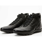 Vinci Leather The Houston Leather Black Lace-up Casual Boot With A Zipper (03618 S-8)