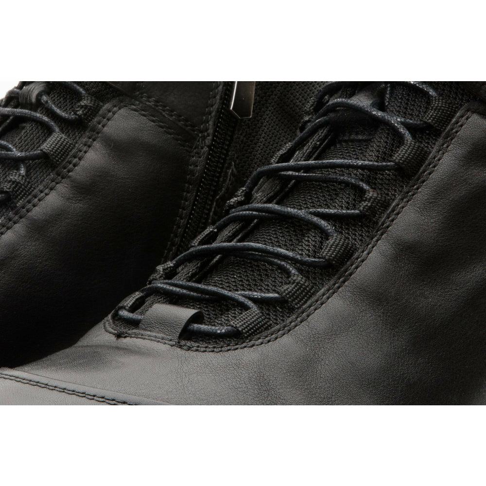 Vinci Leather The Houston Leather Black Lace-up Casual Boot With A Zipper (03618 S-8)