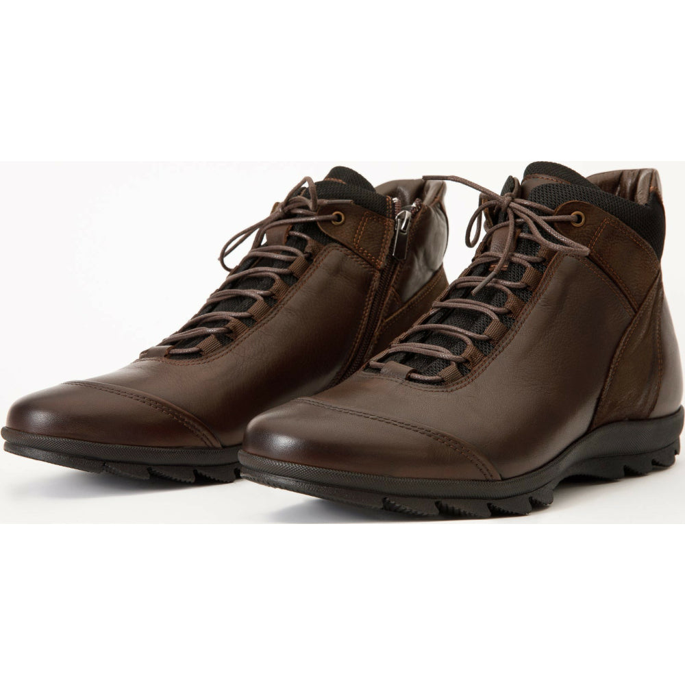 Vinci Leather The Houston Leather Brown Lace-up Casual Boot With A Zipper (03618 K-8)