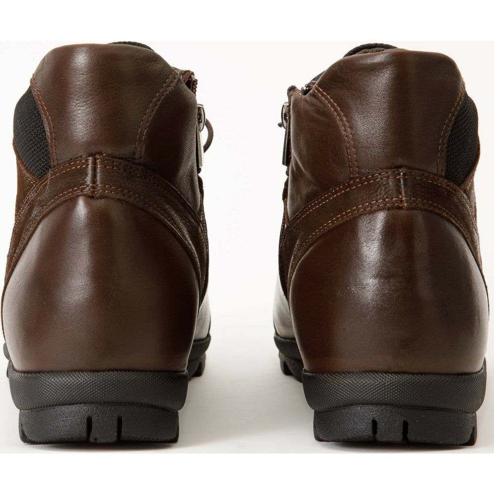 Vinci Leather The Houston Leather Brown Lace-up Casual Boot With A Zipper (03618 K-8)