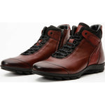 Vinci Leather The Houston Leather Burgundy Lace-up Casual Boot With A Zipper (03618 B-9)