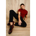Vinci Leather The Houston Leather Burgundy Lace-up Casual Boot With A Zipper (03618 B-9)