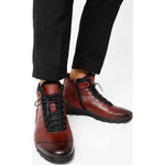 Vinci Leather The Houston Leather Burgundy Lace-up Casual Boot With A Zipper (03618 B-9)