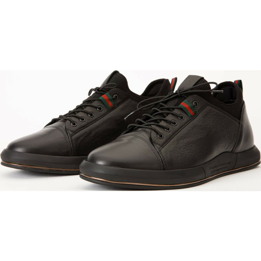 Vinci Leather The Hoxton Black Leather Sneaker (10397)